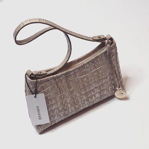 BRAHMIN ANYTHIME MINI CROC EMBOSSED LEATHER